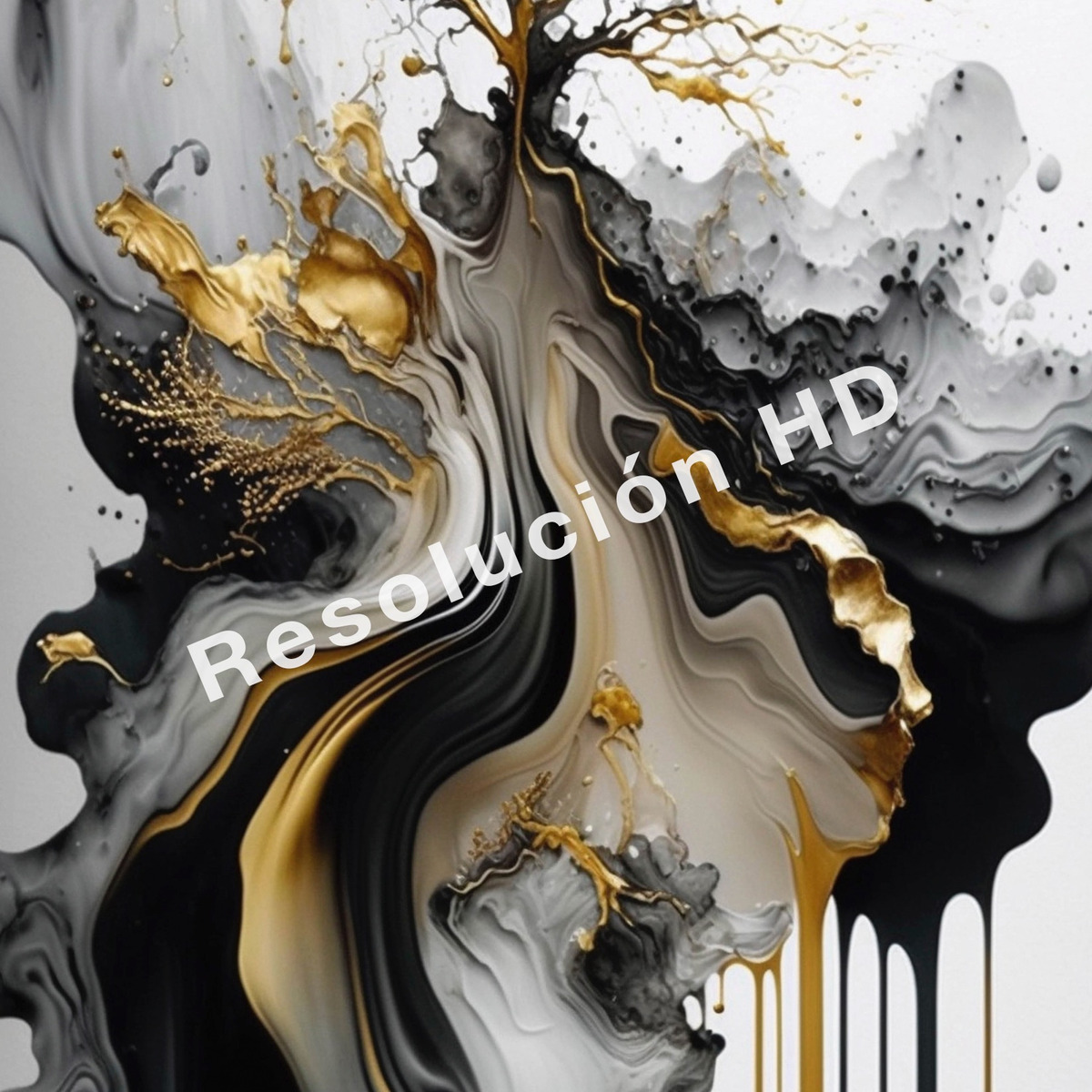 Foto 4 pulgar | Cuadro Abstracto Dorado Negro Elegante Sala Canvas 4k 60x90