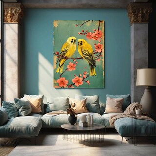Foto 1 | Cuadro Pájaros Arte Oriental Cerezo Vintage Japones Canvas