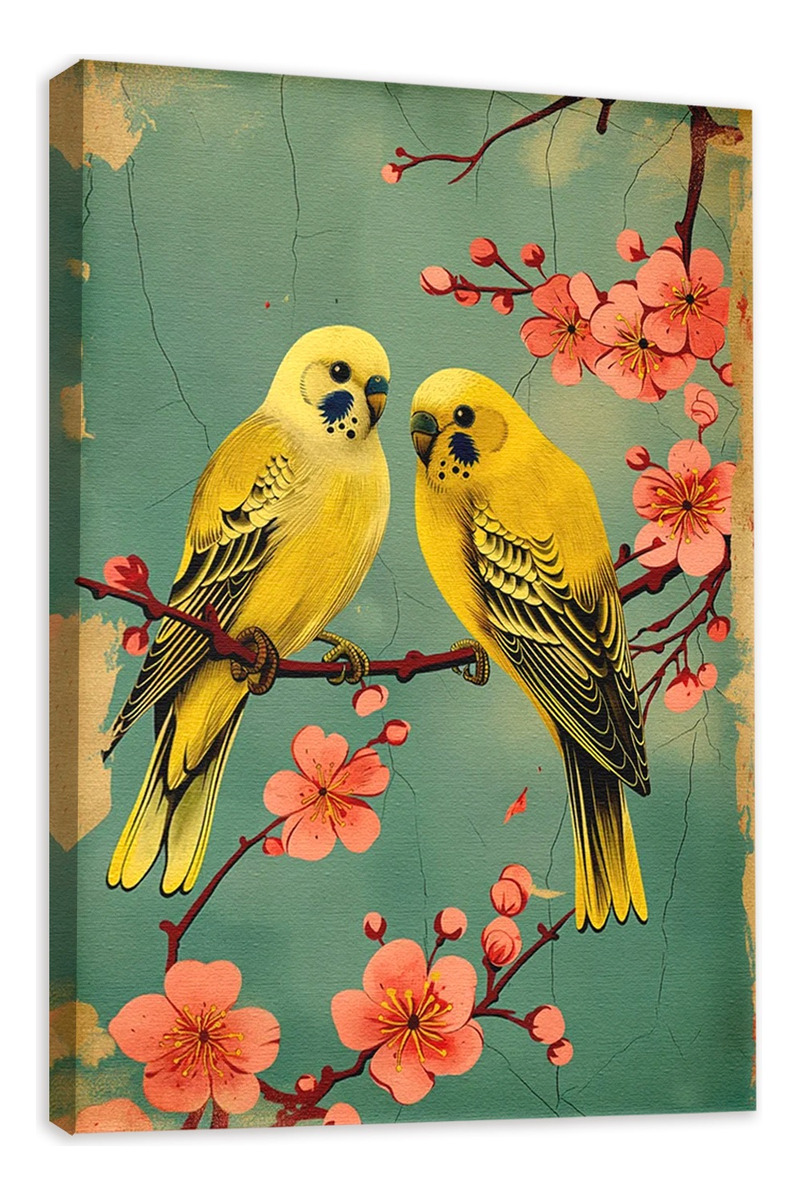 Foto 2 | Cuadro Pájaros Arte Oriental Cerezo Vintage Japones Canvas