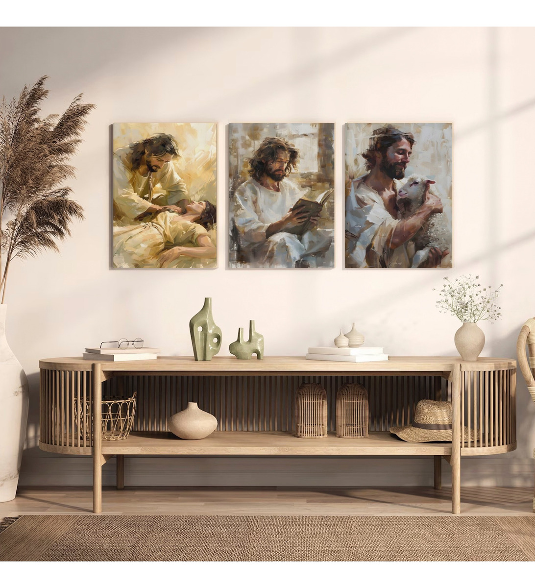 Foto 1 | Cuadros Jesús Ayudando Arte Cristiano Religioso En Canvas Armazón Bastidor De Madera