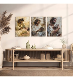 Foto 1 | Cuadros Jesús Ayudando Arte Cristiano Religioso En Canvas Armazón Bastidor De Madera