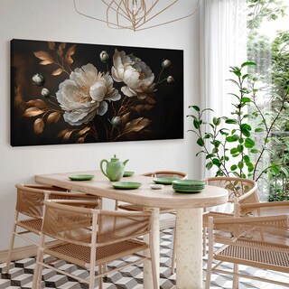 Foto 3 | Cuadro Flores Tonos Obscuros Dorado Elegante Canvas Sala