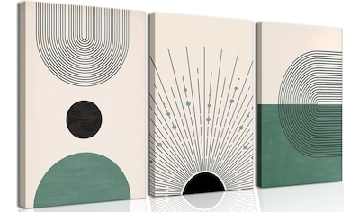 Foto 1 | Set 3 Cuadros Canvas Decorativos Abstracto Moderno Bauhaus