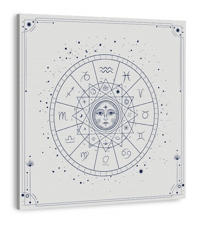 Foto 3 pulgar | Cuadro Lienzo Canvas Signos Zodiacales Zodiaco Sol Boho Hd Color Blanco/azul