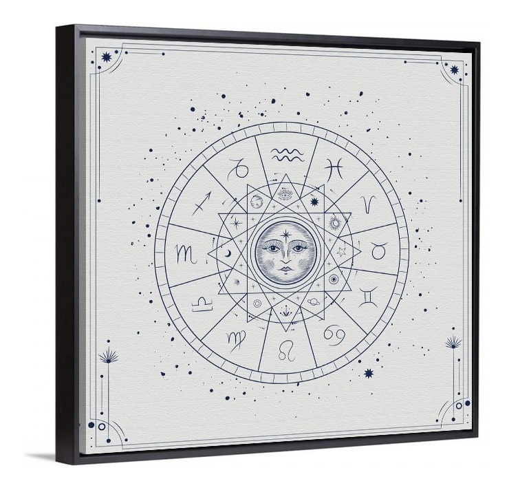 Foto 5 pulgar | Cuadro Lienzo Canvas Signos Zodiacales Zodiaco Sol Boho Hd Color Blanco/azul