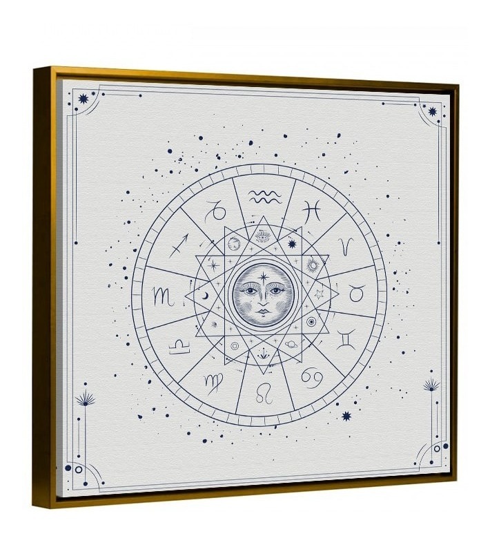 Foto 6 pulgar | Cuadro Lienzo Canvas Signos Zodiacales Zodiaco Sol Boho Hd Color Blanco/azul