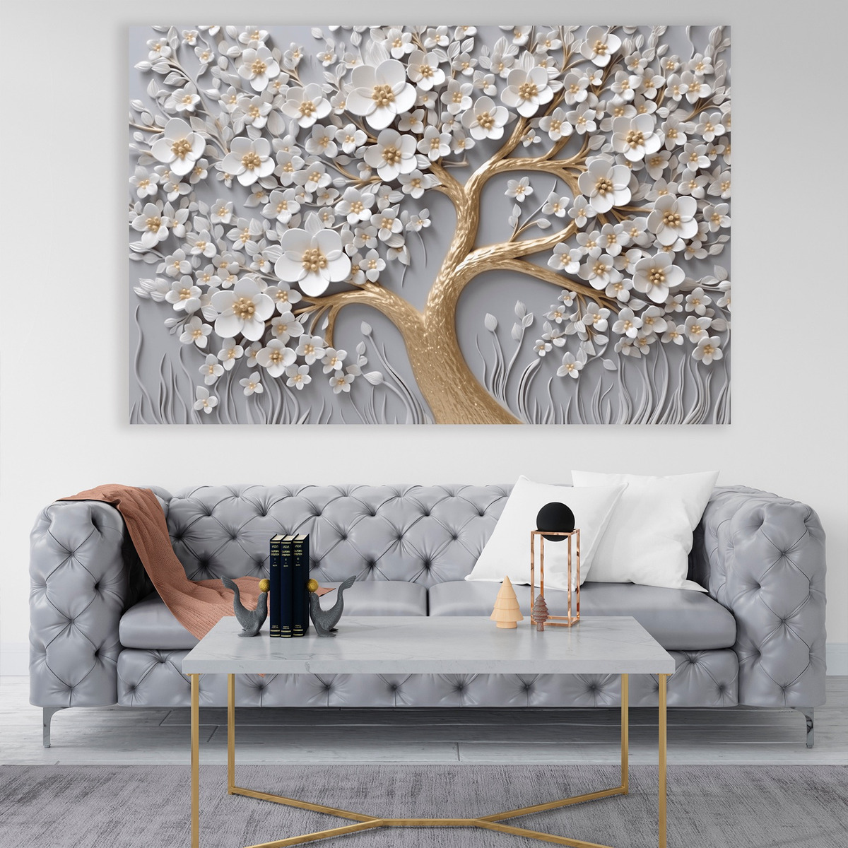 Foto 4 pulgar | Cuadro Arbol Flores Canvas Artistico Sala Elegante 60x90 Hd