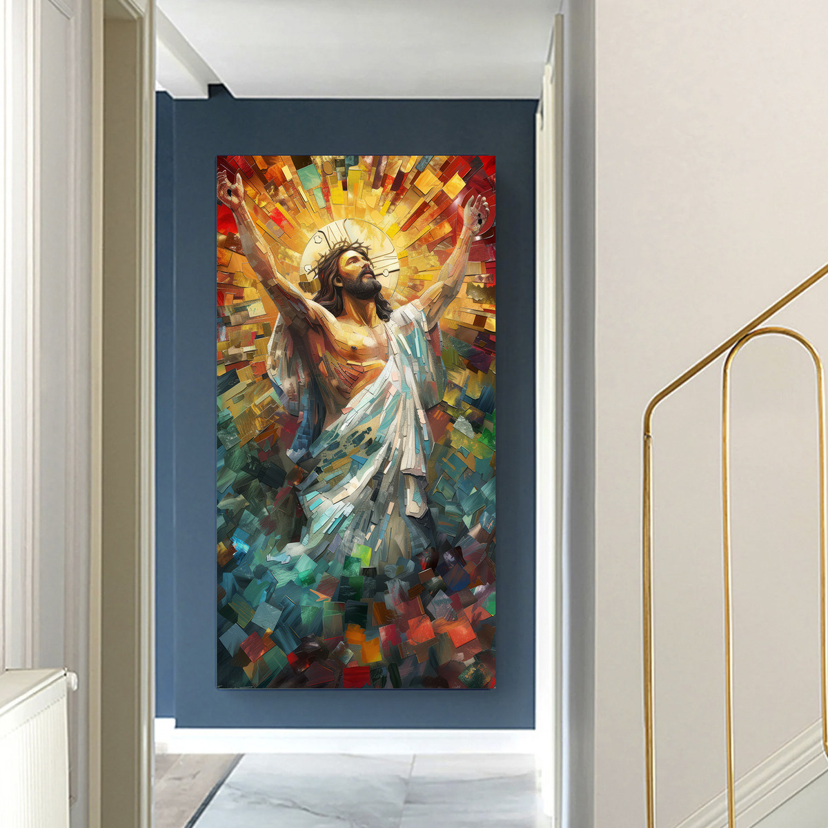 Foto 3 pulgar | Cuadro Canvas Jesús Cristo Estilo Oleo Colores Arte Religios
