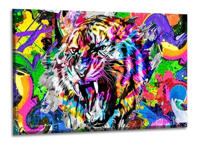 Foto 1 | Cuadros Decorativos Abstracto Moderno Animales Colores 4k Color Tigre 1