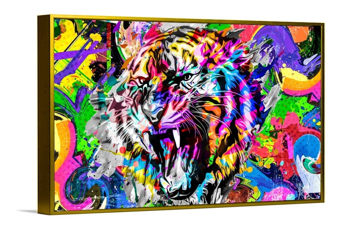 Foto 6 pulgar | Cuadros Decorativos Abstracto Moderno Animales Colores 4k Color Tigre 1