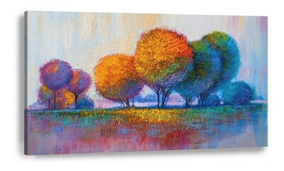 Foto 3 | Cuadros Para Sala Estilo Oleo De Colores Modernos En Canvas Color Parque Con Árboles Armazón Madera