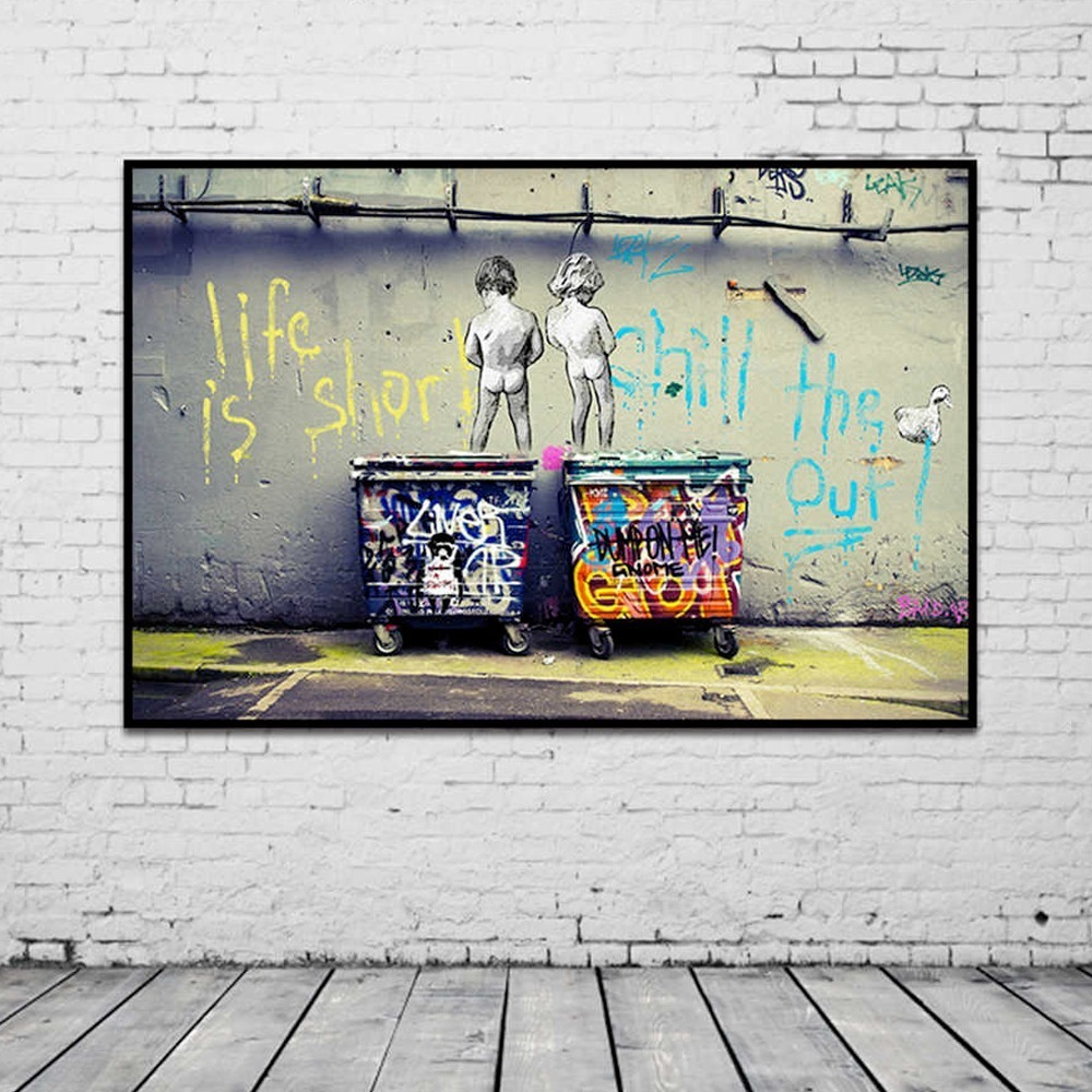 Foto 3 pulgar | Cuadro Bansky Amor Love You Graffiti Canvas Grueso 60x90