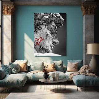 Foto 1 | Cuadro Estatua Ángel Moderno Graffiti Grande Canvas 140x90cm