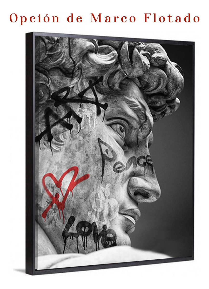 Foto 4 pulgar | Cuadro Estatua Ángel Moderno Graffiti Grande Canvas 140x90cm