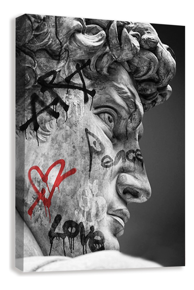 Foto 5 pulgar | Cuadro Estatua Ángel Moderno Graffiti Grande Canvas 140x90cm