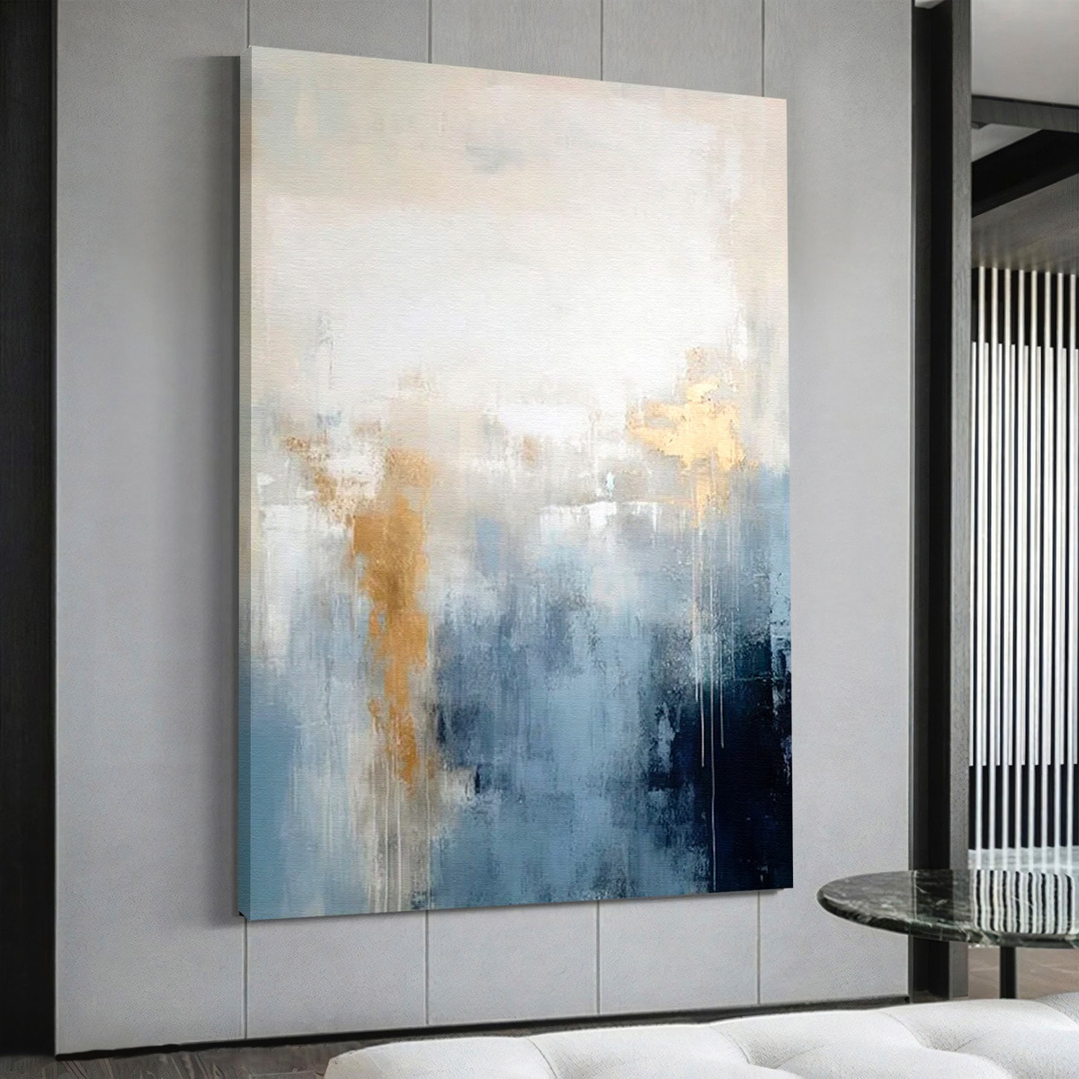 Foto 5 | Cuadro Grande Abstracto Canvas Contemporáneo Moderno 120x90 Color Blue Calm Armazón Bastidor De Madera