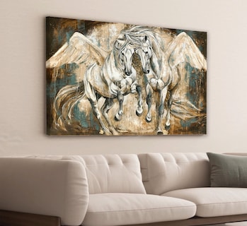 Foto 2 | Cuadro Caballos Corriendo Moderno En Canvas Alta Calidad Hd Color Pegasos Armazón Bastidor