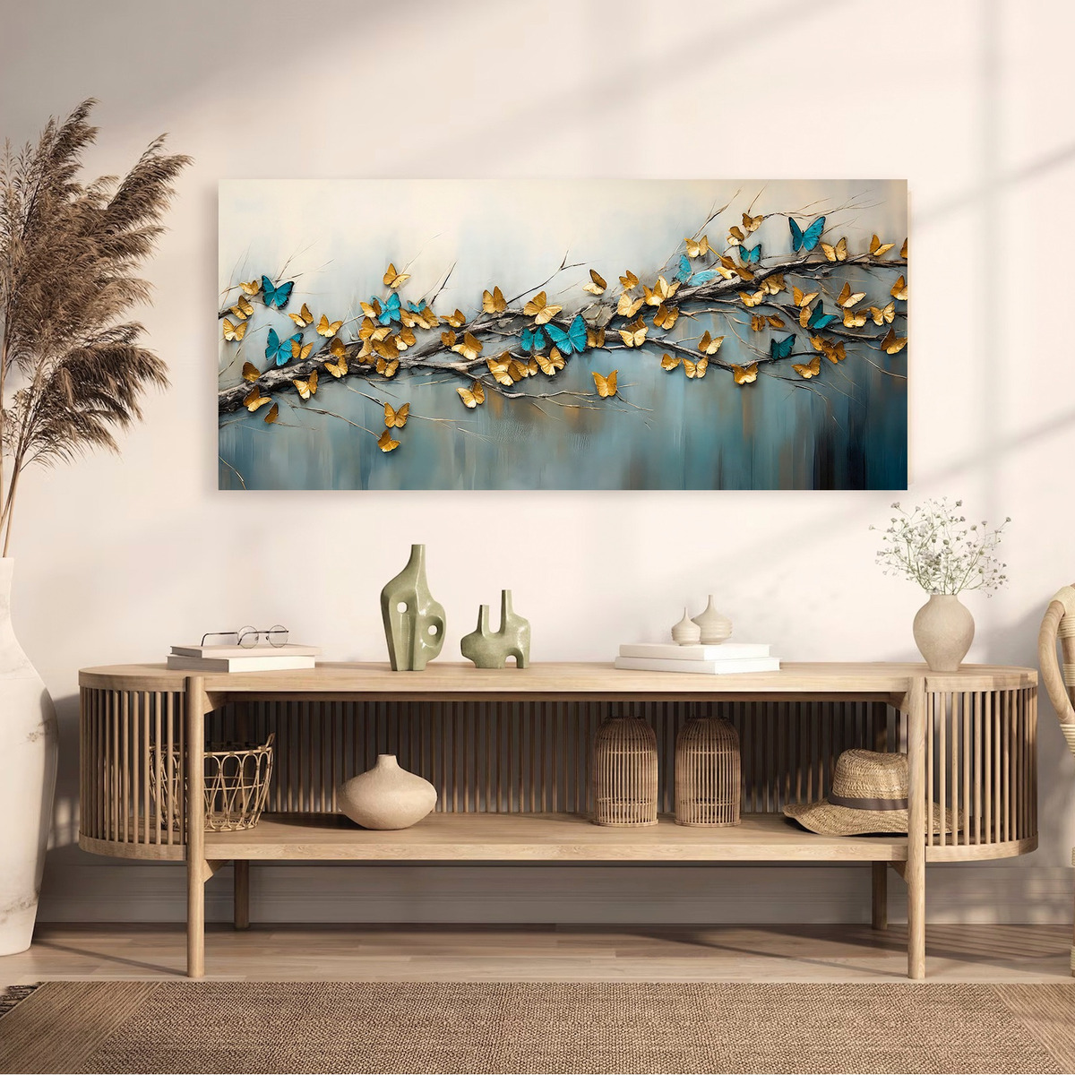 Foto 5 | Cuadros Flores Elegantes Para Sala Canvas Listo Para Colgar Color Mariposas Monarca Armazón Bastidor De Madera