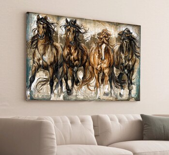 Foto 1 | Cuadros De Caballos Elegantes En Canvas Grueso Galería Color Galopando Armazón Bastidor
