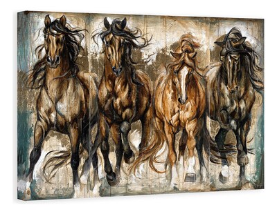 Foto 3 | Cuadros De Caballos Elegantes En Canvas Grueso Galería Color Galopando Armazón Bastidor