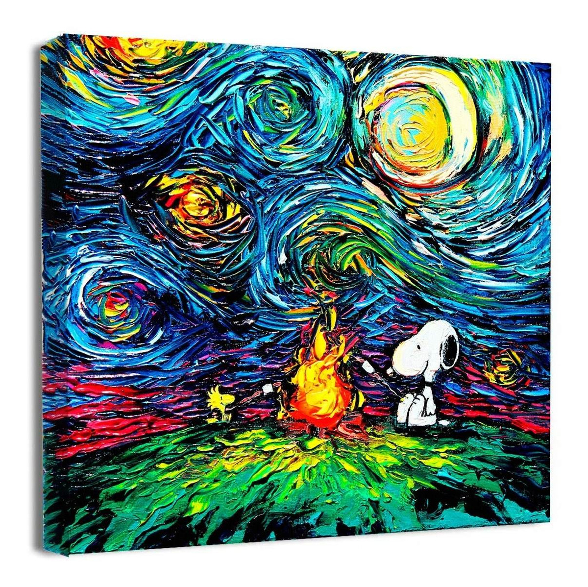 Cuadro Canvas Algodón Snoopy Charlie Brown Noche Estrellada