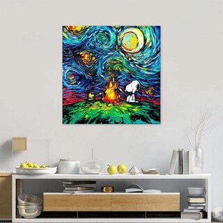 Foto 4 | Cuadro Canvas Algodón Snoopy Charlie Brown Noche Estrellada