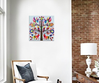 Foto 2 | Cuadros Arte Mexicano Otomi Huichol Calidad En Lienzo Canvas Algodón Tintas Ecologicas Color Azul