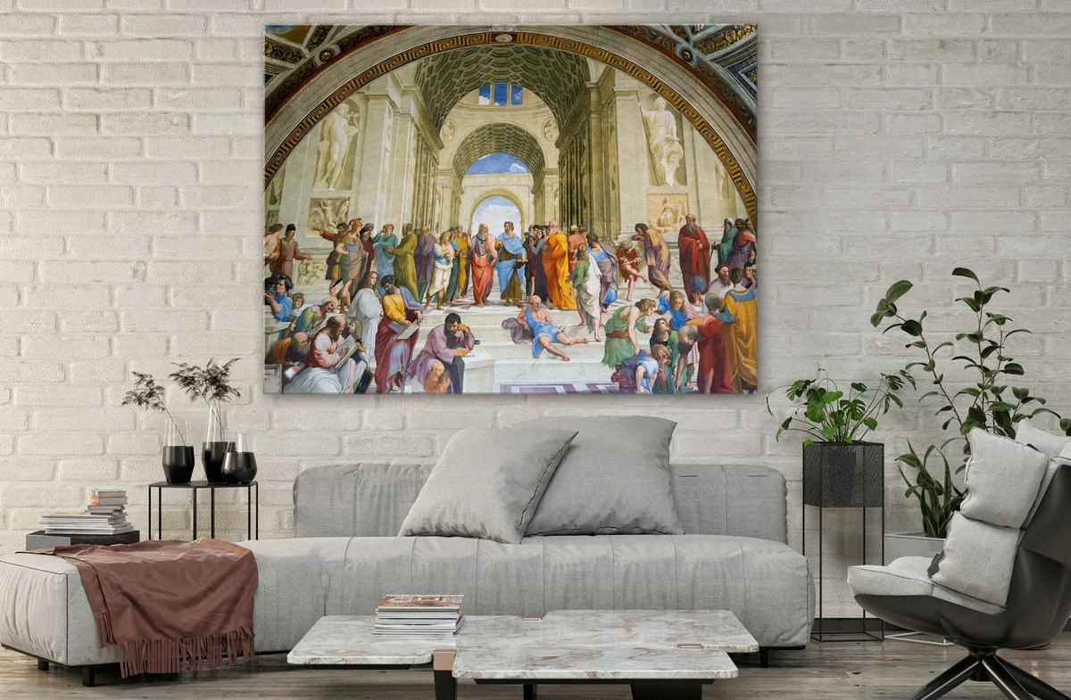 Foto 3 | Cuadro Escuela De Atenas En Lienzo Canvas Con Bastidor Arte