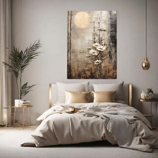 Foto 3 | Cuadro Lienzo Canvas Paisaje Flores Blancas Sala 70x100cm Armazón Bastidor De Madera