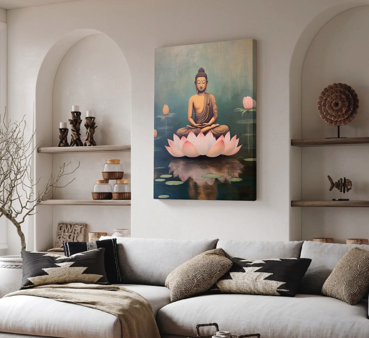 Foto 4 | Cuadros Buda Vintage Yoga Loto Zen En Marco Lienzo Canvas