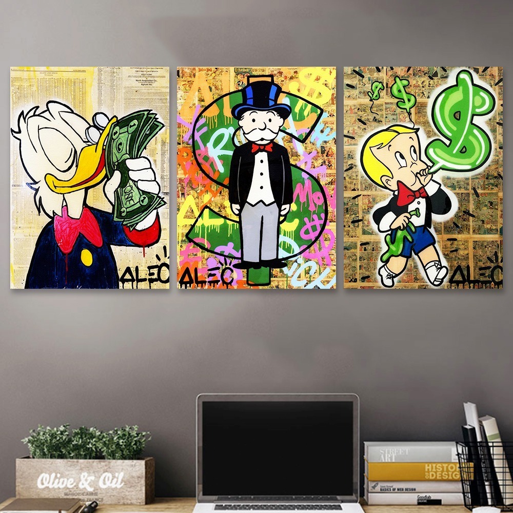 Cuadros Alec Monopoly Money Arte Callejero Modernos Canvas Color Luxury Armazón Bastidor De Madera