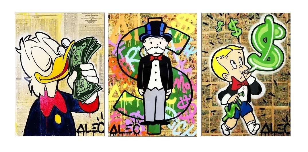 Foto 3 pulgar | Cuadros Alec Monopoly Money Arte Callejero Modernos Canvas Color Luxury Armazón Bastidor De Madera