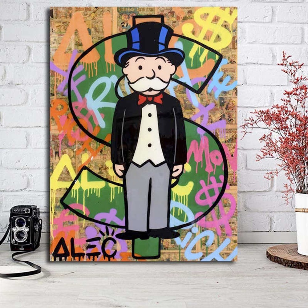 Foto 5 pulgar | Cuadros Alec Monopoly Money Arte Callejero Modernos Canvas Color Luxury Armazón Bastidor De Madera