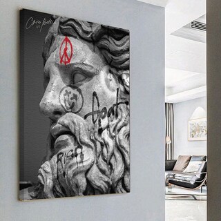 Foto 2 | Cuadro Estatua Ángel Dioses Griegos Graffiti Canvas 90x60 Cm Color Zeus