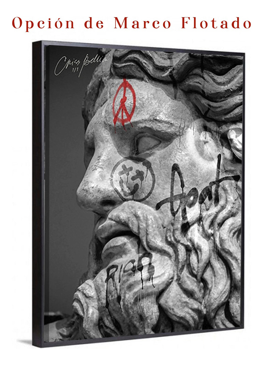 Foto 6 pulgar | Cuadro Estatua Ángel Dioses Griegos Graffiti Canvas 90x60 Cm Color Zeus
