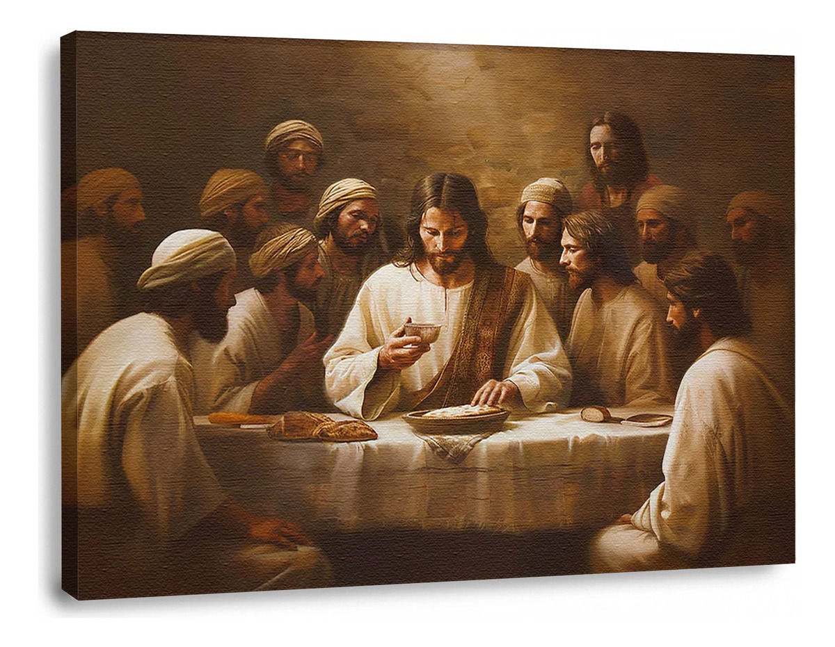 Foto 2 pulgar | Cuadros Última Cena Lienzo Canvas Estilo Oleo Arte Religioso