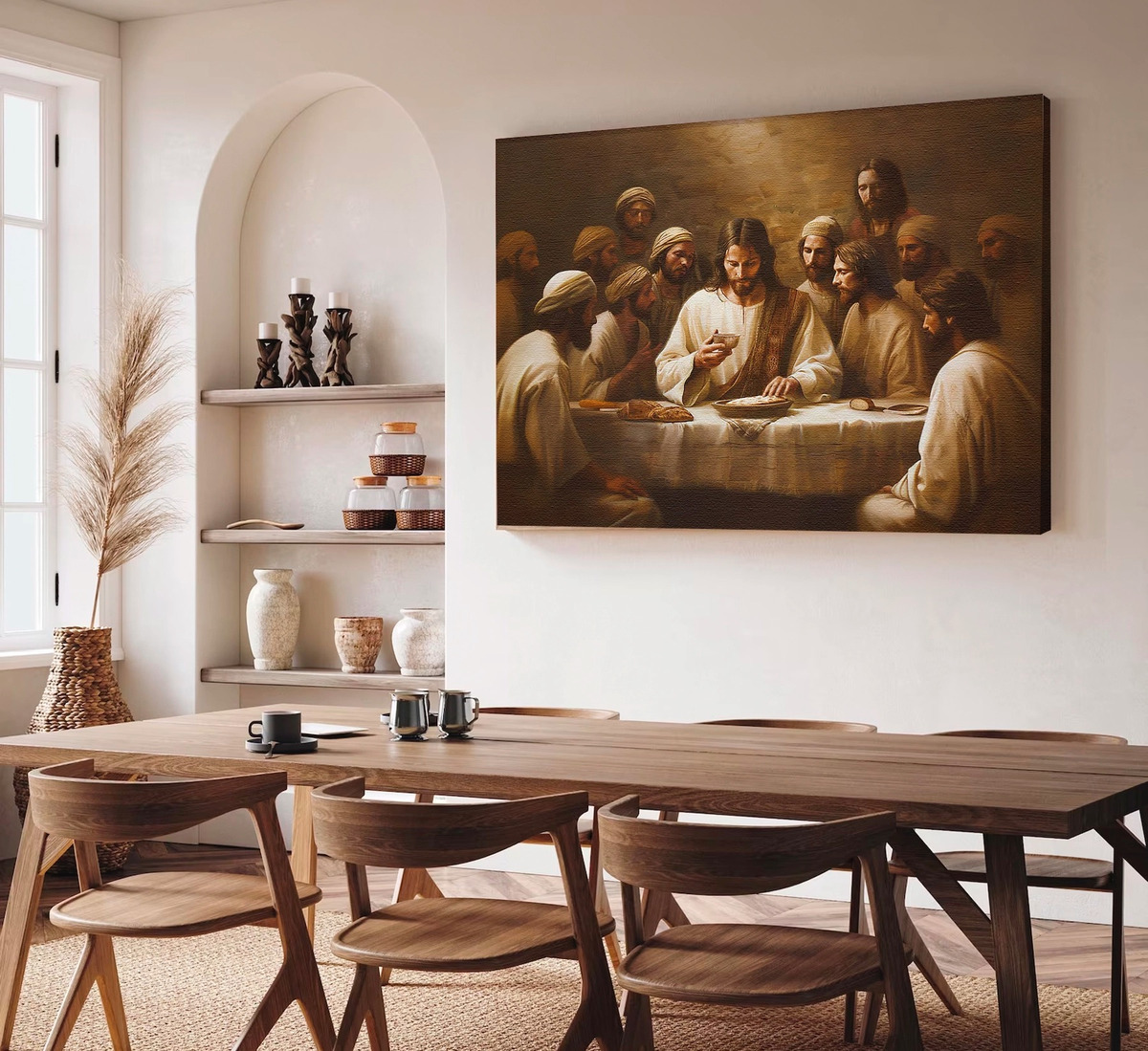 Foto 3 pulgar | Cuadros Última Cena Lienzo Canvas Estilo Oleo Arte Religioso
