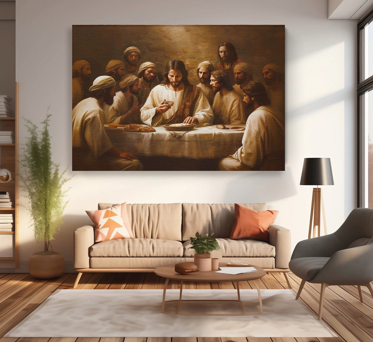 Foto 5 pulgar | Cuadros Última Cena Lienzo Canvas Estilo Oleo Arte Religioso