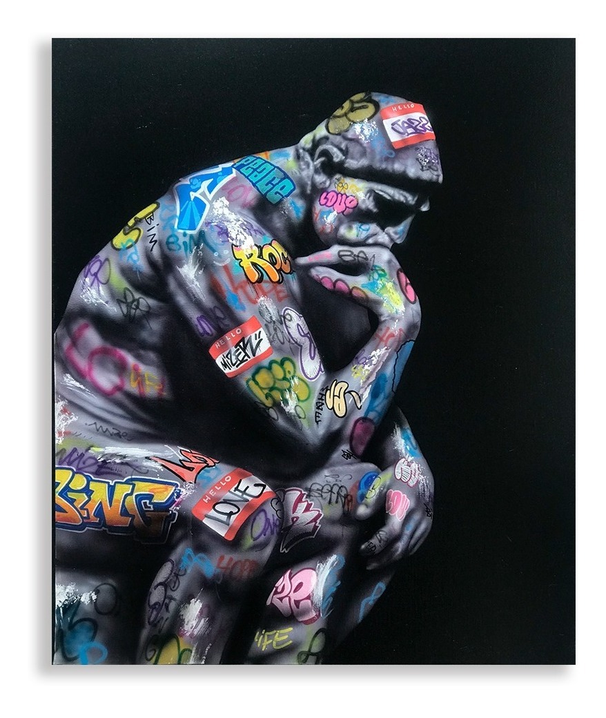 Cuadro Decorativo Escultura De David Pensador Grafiti Sala