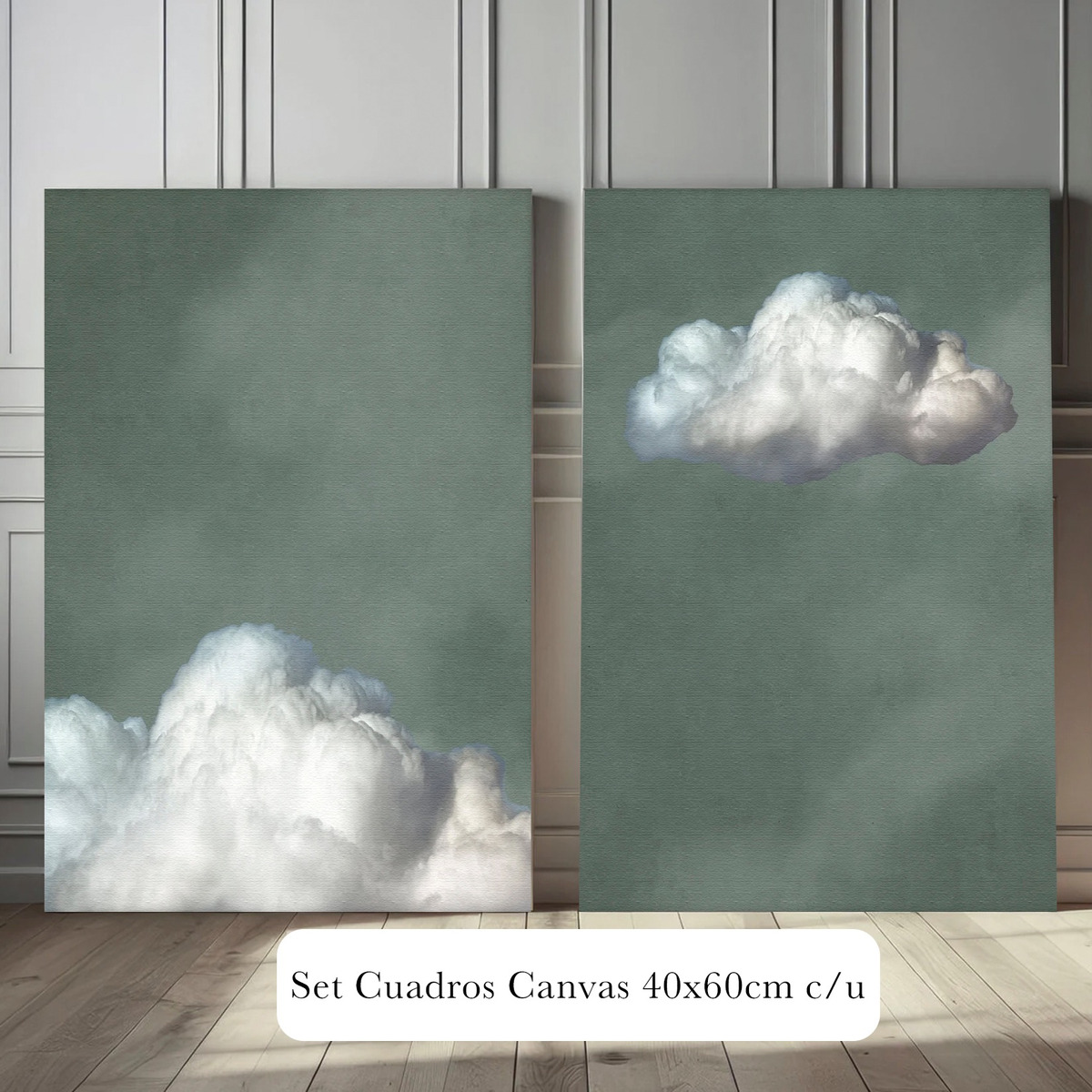 Foto 4 pulgar | Set Cuadros Nubes Cielo Arte Original Moderno Canvas 40x60