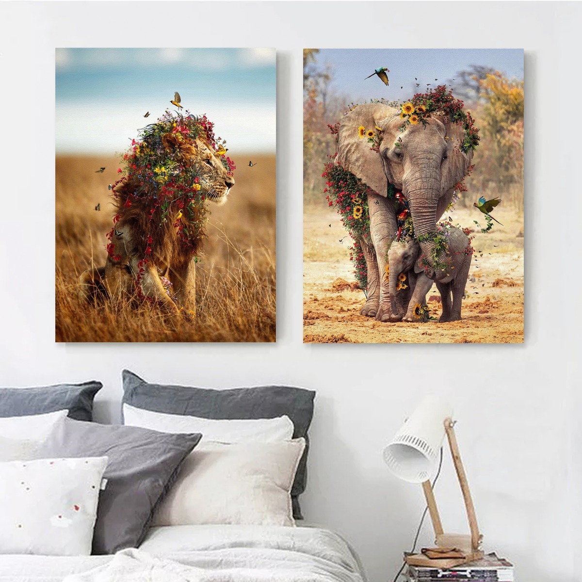 Foto 5 pulgar | Cuadros Decorativos Animales León Elefante Jirafa Canvas 4k