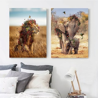 Foto 4 | Cuadros Decorativos Animales León Elefante Jirafa Canvas 4k
