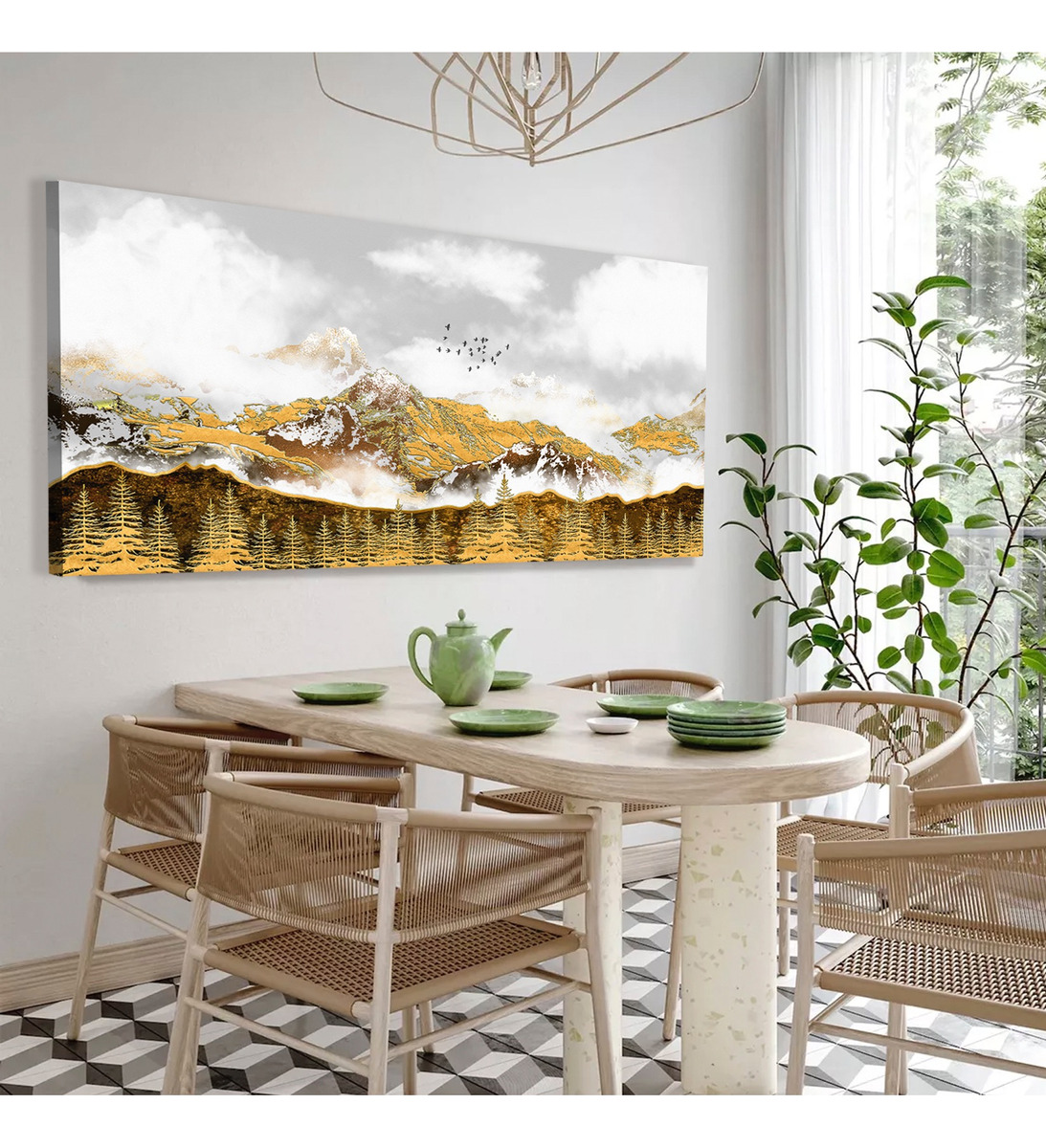 Foto 2 | Cuadro Canvas Paisaje Arboles Elegante Abstracto  50x100cm