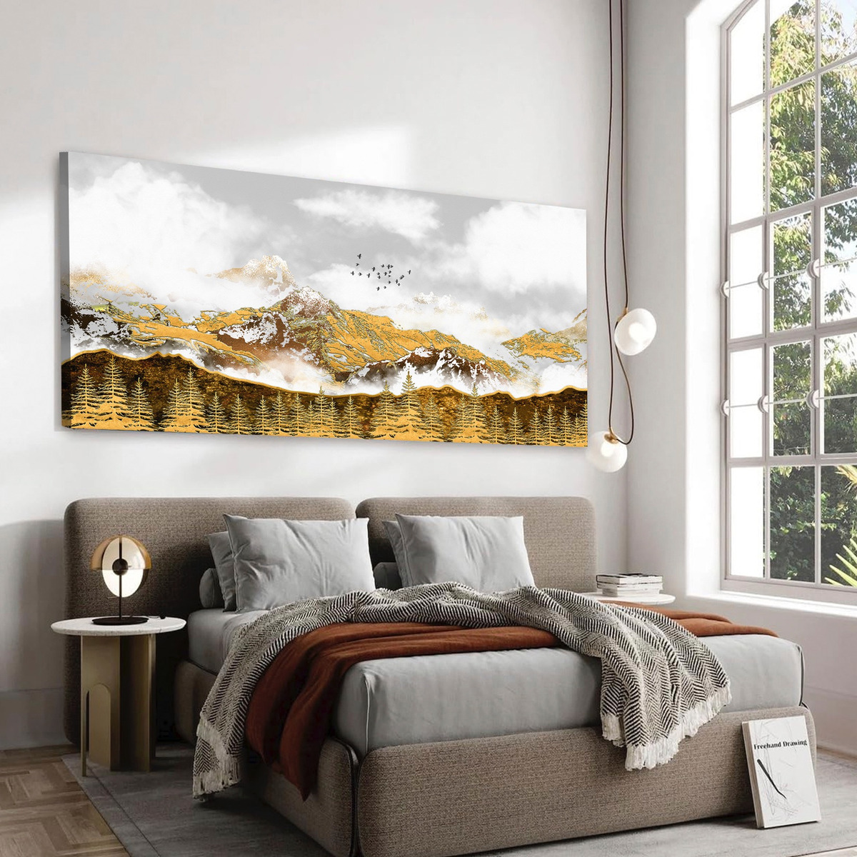 Foto 4 pulgar | Cuadro Canvas Paisaje Arboles Elegante Abstracto  50x100cm