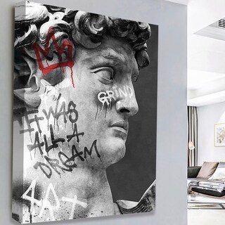 Foto 3 | Cuadro Estatua Ángel Moderno Graffiti Grande Canvas 140x90cm