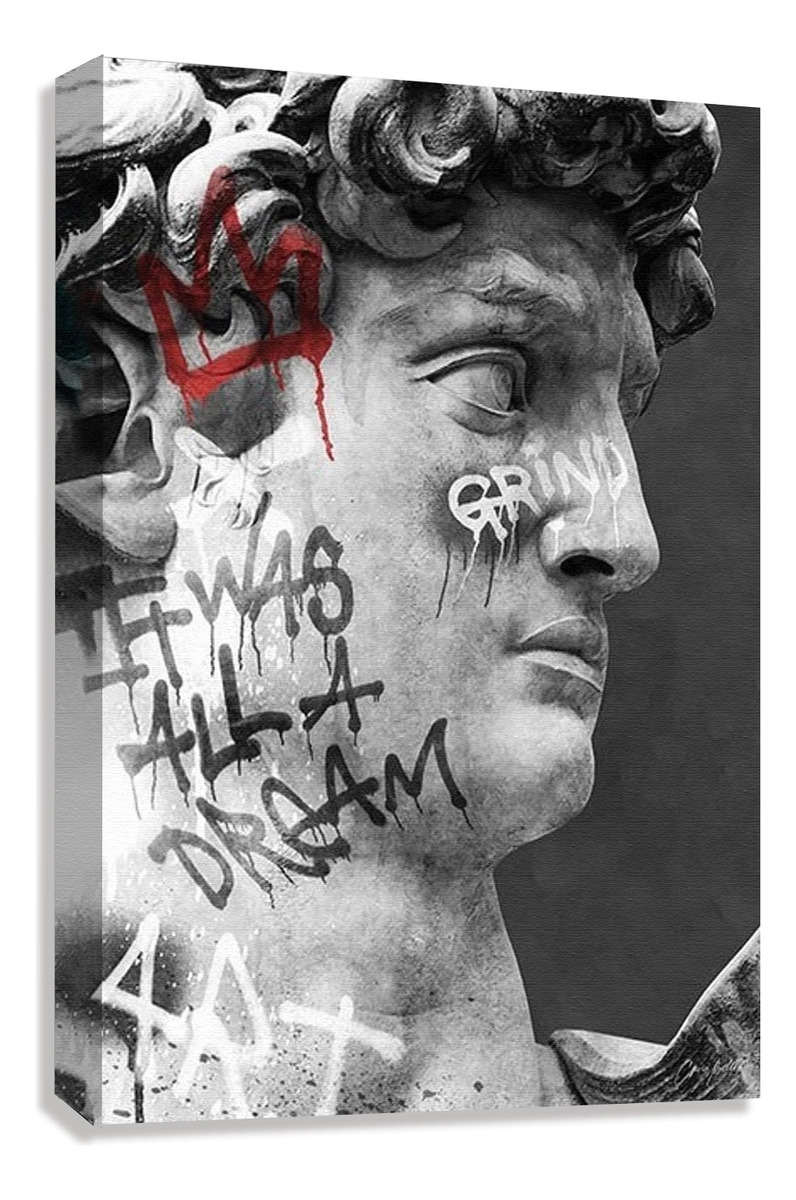 Foto 6 pulgar | Cuadro Estatua Ángel Moderno Graffiti Grande Canvas 140x90cm