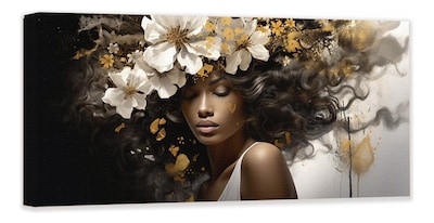 Foto 2 | Cuadro Decorativo Africana Dorado Canvas Grande 110x140cm