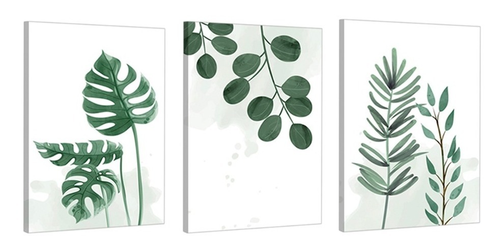 Set Cuadros Decorativos Canvas Plantas Acuarela, Minimalista