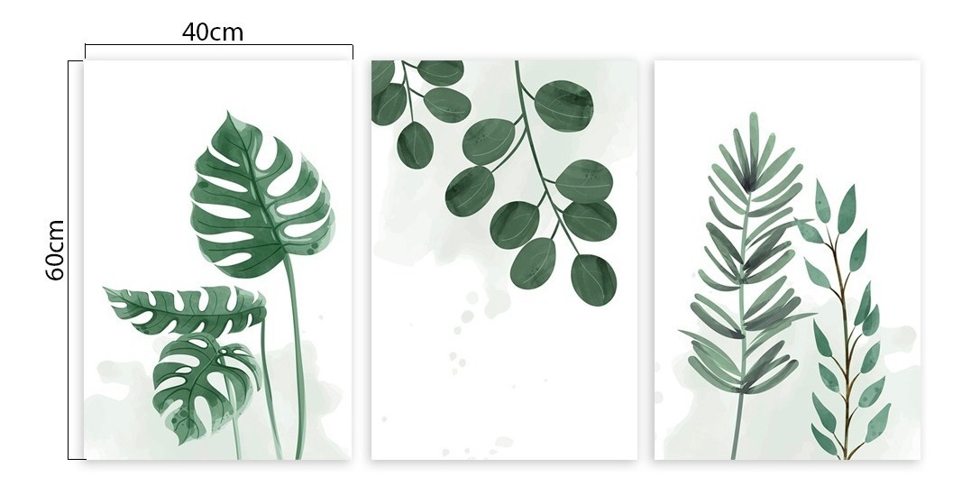 Foto 3 pulgar | Set Cuadros Decorativos Canvas Plantas Acuarela, Minimalista