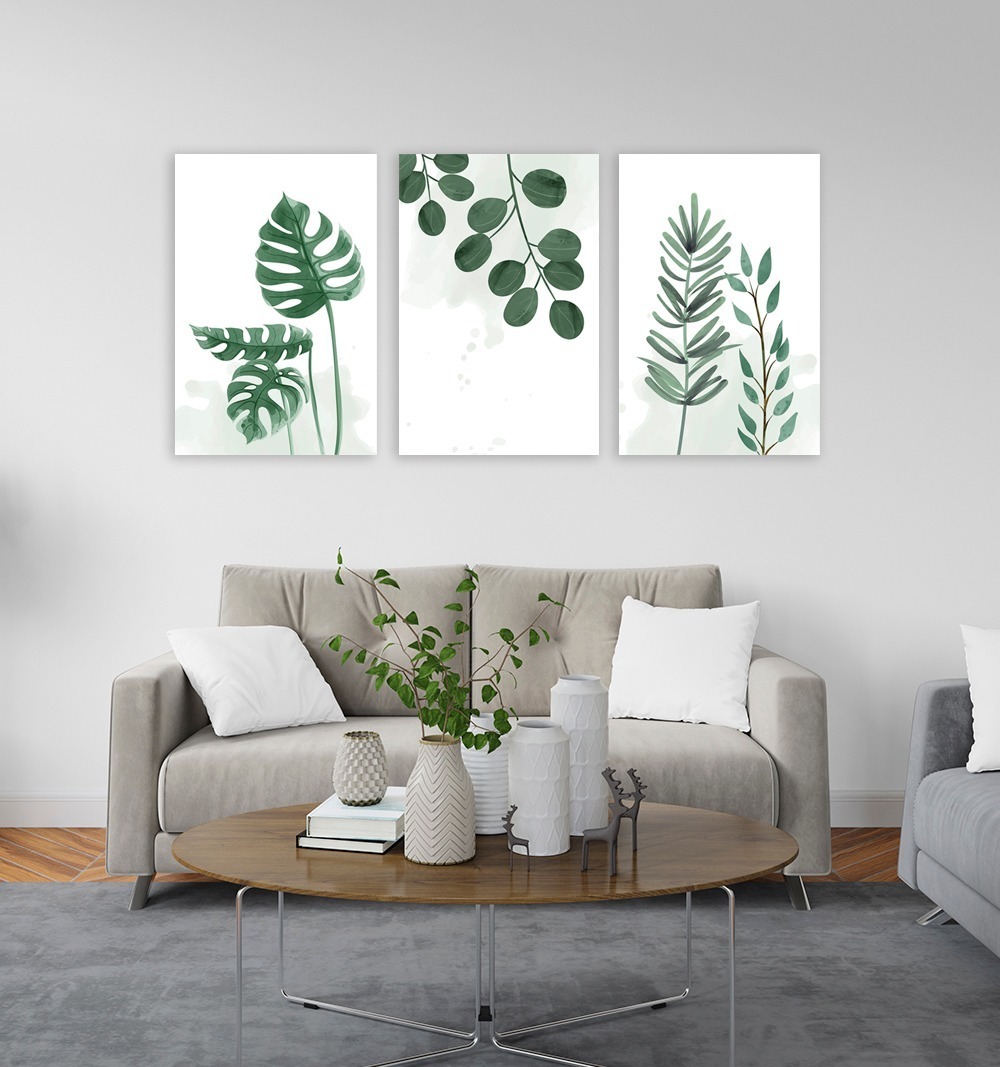Foto 4 pulgar | Set Cuadros Decorativos Canvas Plantas Acuarela, Minimalista